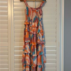 Vestique Multicolor Tiered Maxi Dress